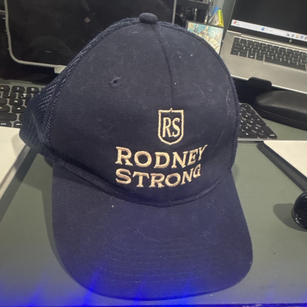 Port Authority Rodney Strong Vineyards Winery Mesh Trucker Hat Snapback Cap Blue